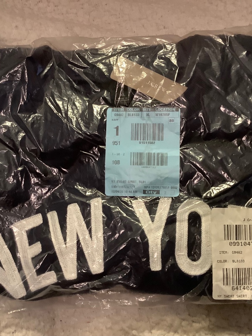 Womens JCrew New York sweatshirt navy blue XL, NWT/NIP